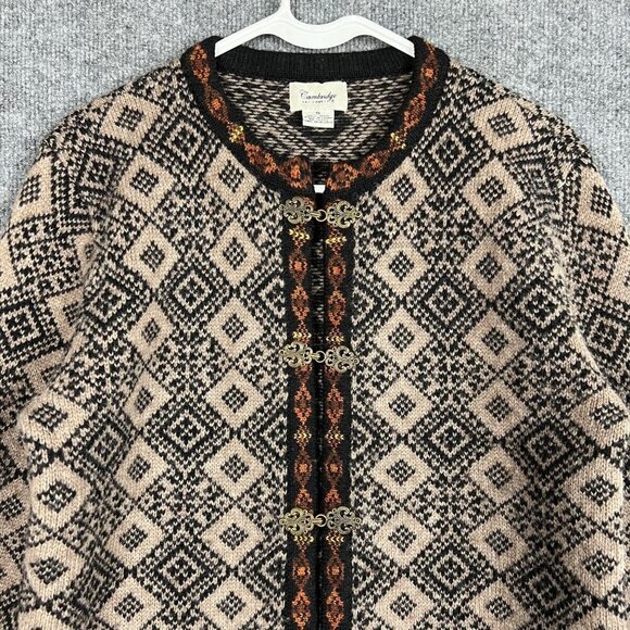 CAMBRIDGE Dry Goods 100% Wool Clasp Cardigan Sweater Size Small Nordic - Picture 3 of 6